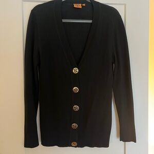 Tory Burch Black Cardigan with Gold Buttons